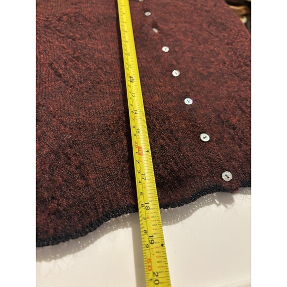 Calme Johnny Was y2k Burgundy Open Knit Cardigan Sweater Top S Wool Cottagecore - Picture 4 of 16